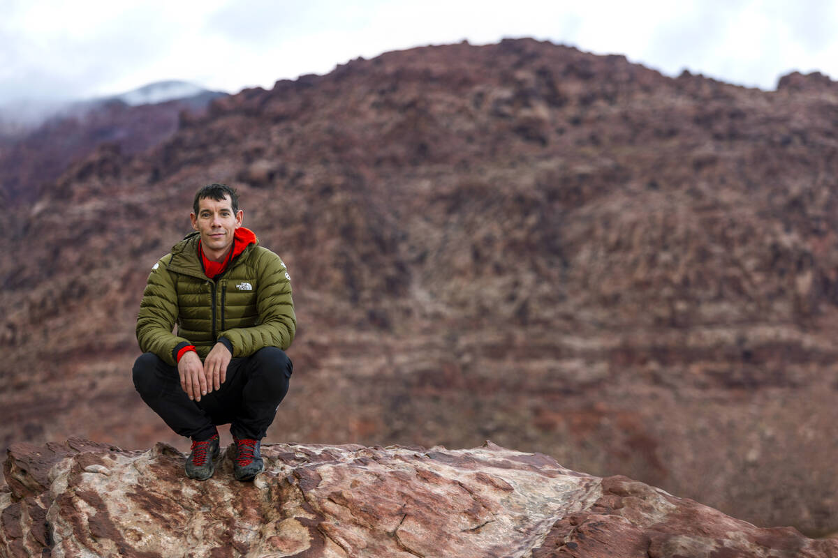 World acclaimed rock climber Alex Honnold at the Calico Basin in the Red Rock Canyon National C ...