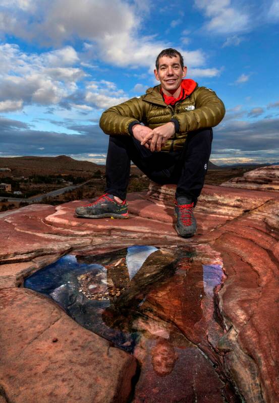 World acclaimed rock climber Alex Honnold at the Calico Basin in the Red Rock Canyon National C ...