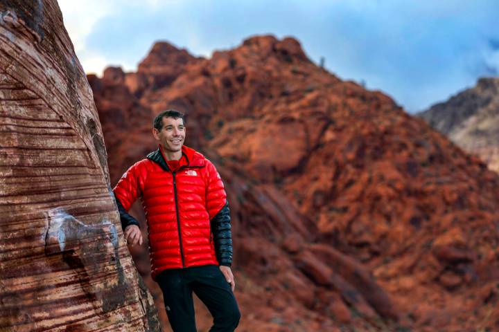 World acclaimed rock climber Alex Honnold at the Calico Basin in the Red Rock Canyon National C ...