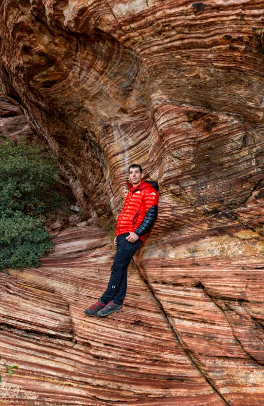 World acclaimed rock climber Alex Honnold at the Calico Basin in the Red Rock Canyon National C ...