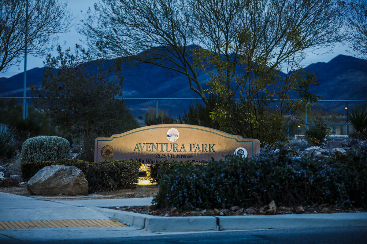 The park sign where records state Henderson police officer Katherine Cochran's car crashed in A ...