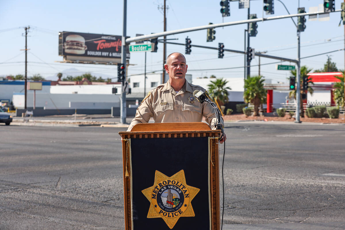 Lt. Daryl Rhoads, with the Metropolitan Police Department’s traffic bureau, addresses th ...