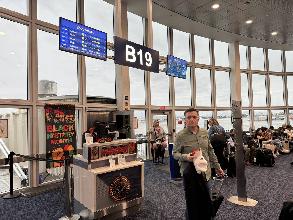 A blanket of clouds can be seen by fliers as they wait for departure at Harry Reid Internationa ...