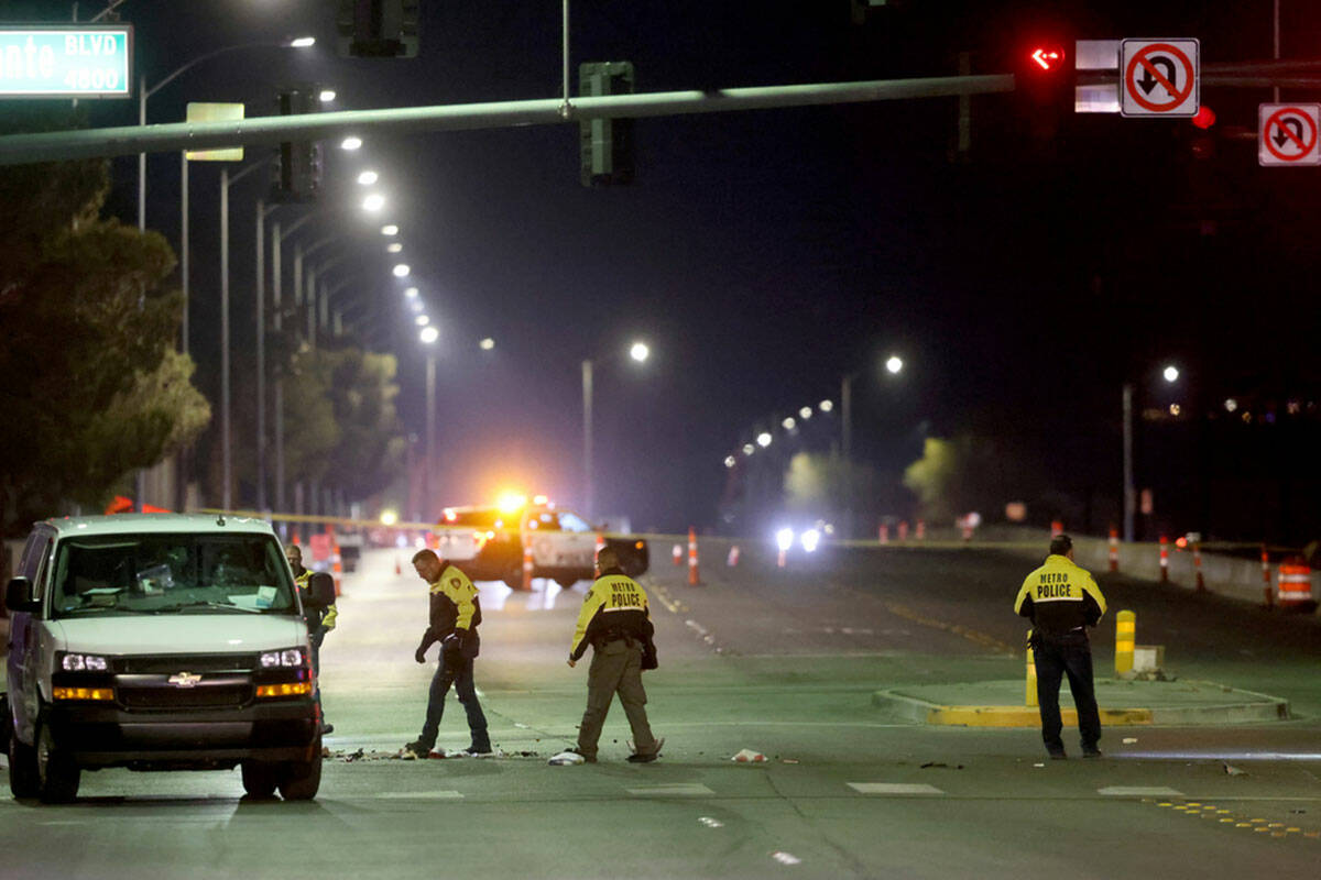 Las Vegas police investigate a fatal crash involving a motorcycle and a Regional Transportation ...