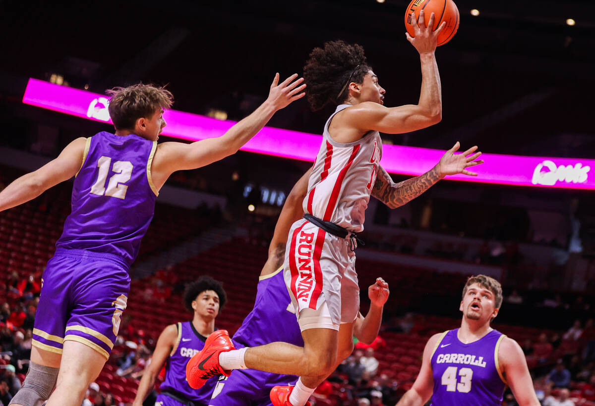 UNLV Rebels guard Brooklyn Hicks (13) shoots a layup during a college basketball game against C ...