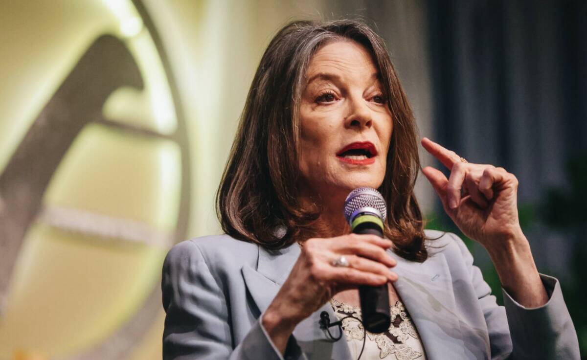 Marianne Williamson speaks to supporters during a campaign event at the Center for Spiritual Li ...