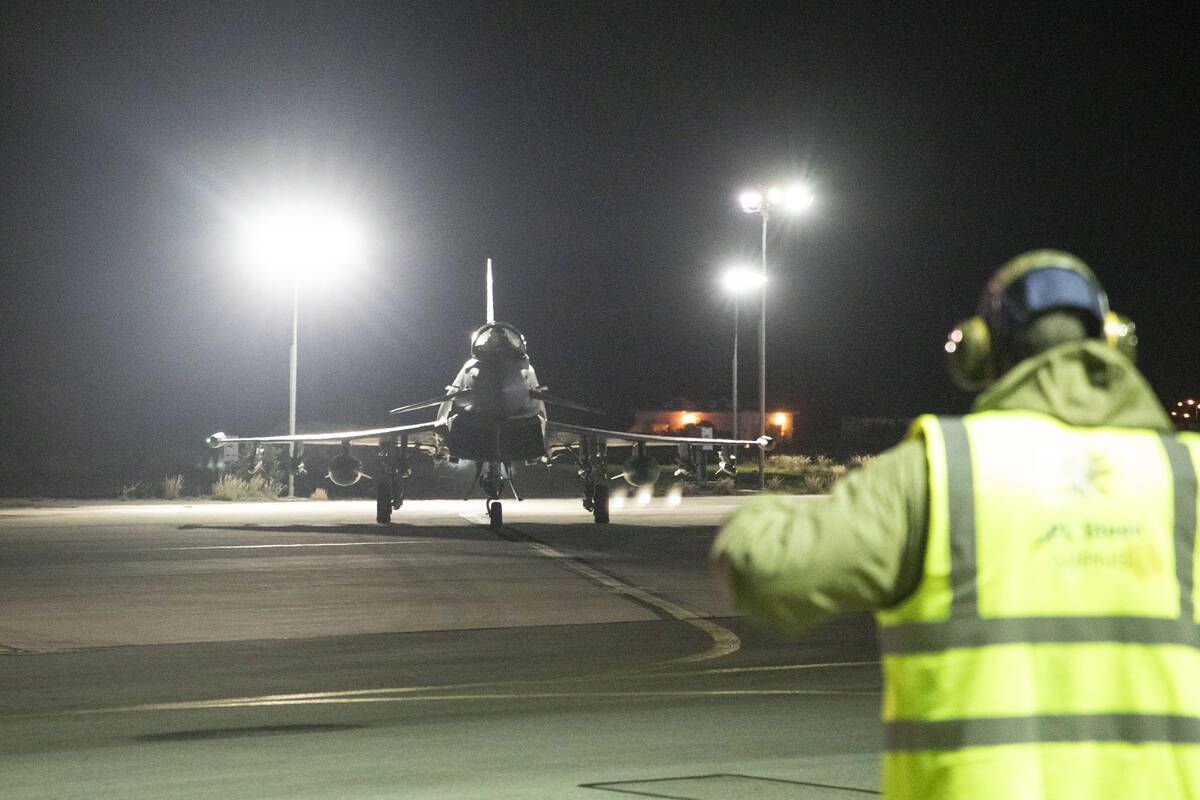 In this image provided the Ministry of Defence, an RAF Typhoon FRG4 aircraft prepares to take o ...