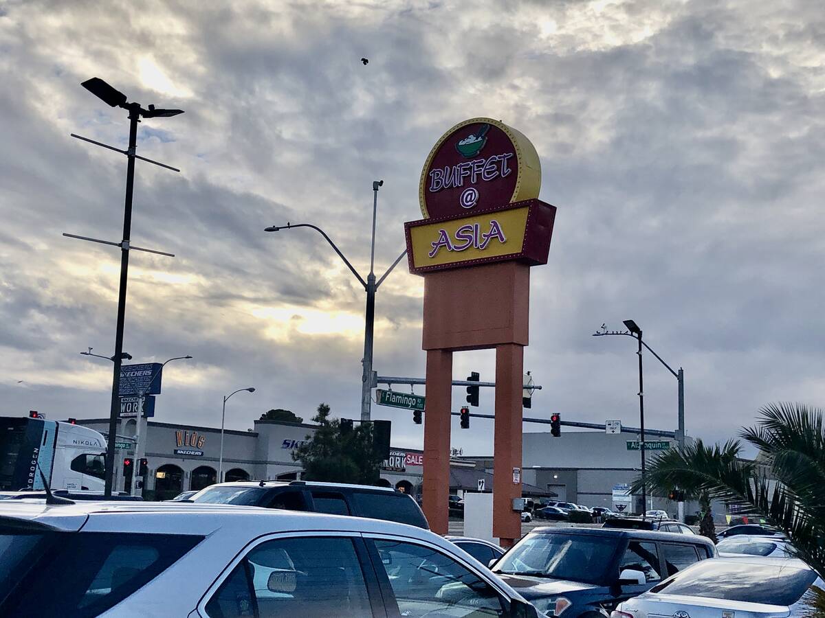 The sign at the new Buffet @ Asia, which opened in early 2024 on East Flamingo Road at Algonqui ...