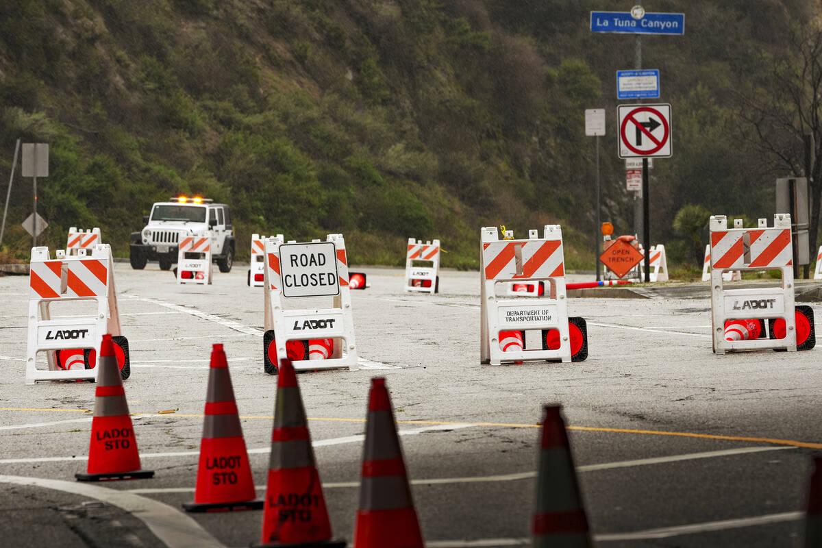 The La Tuna Caynon Road circulation is blocked off the Interstate 210 freeway in Los Angeles, S ...