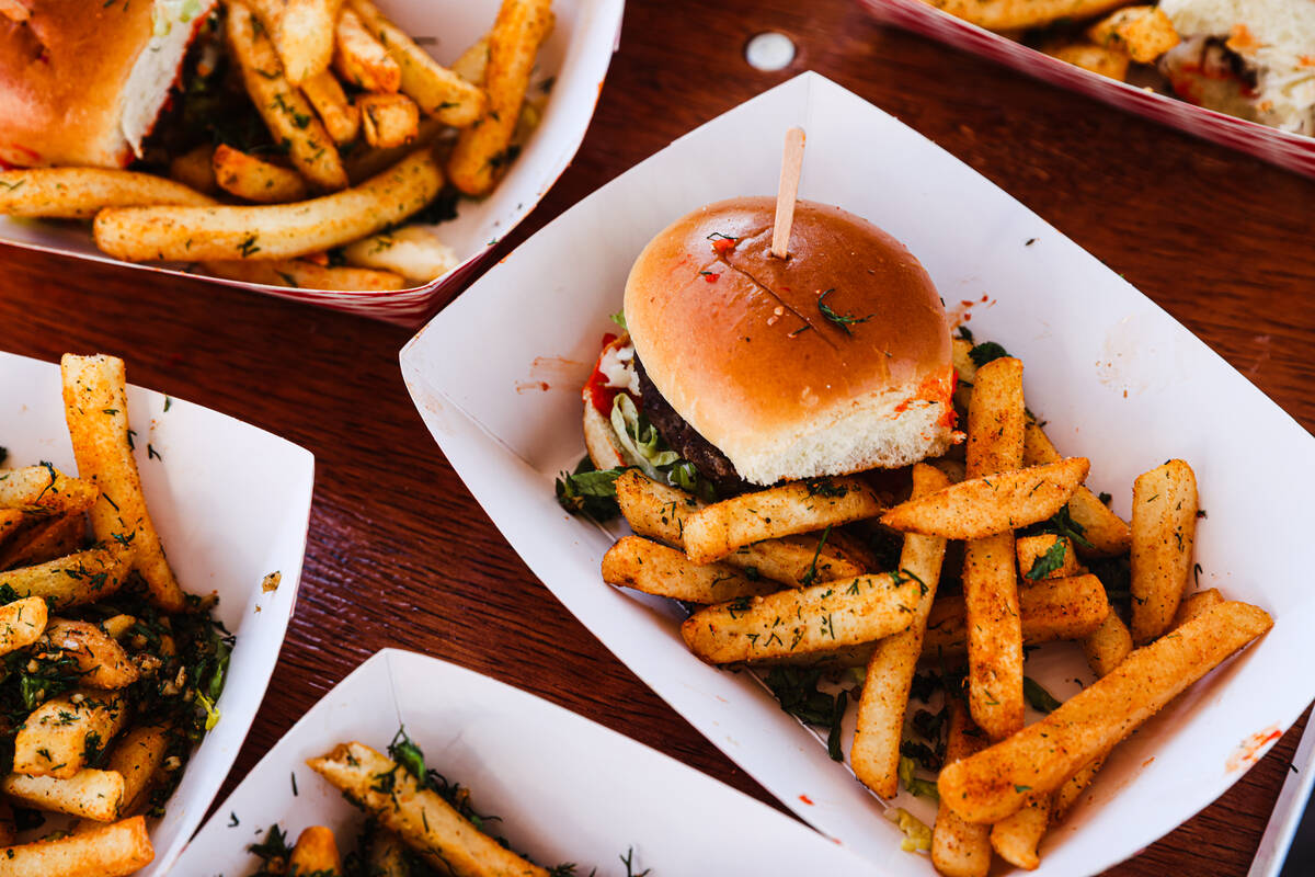 Czar burger sliders and garlic herb fries from local restaurant Forte European Tapas Bar & ...