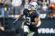 Raiders wide receiver DeAndre Carter (3) fields a kick return during the second half of an NFL ...