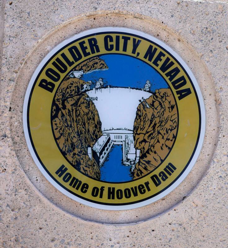 Symbol on sign at Boulder City Hall on Tuesday, Feb. 13, 2024, in Boulder City. (L.E. Baskow/La ...
