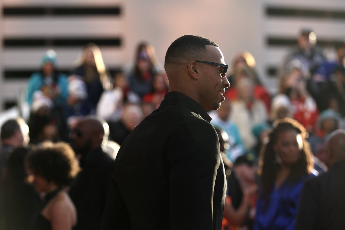 Former NFL player Jeremy Kelley poses on the red carpet before the annual NFL Honors awards sho ...