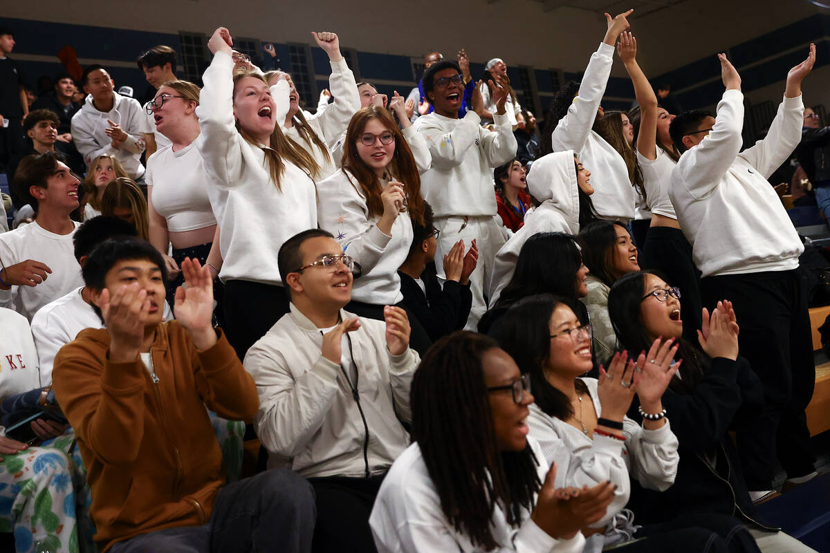 Sierra Vista fans go wild for their team during a Class 4A first round playoff high school bask ...