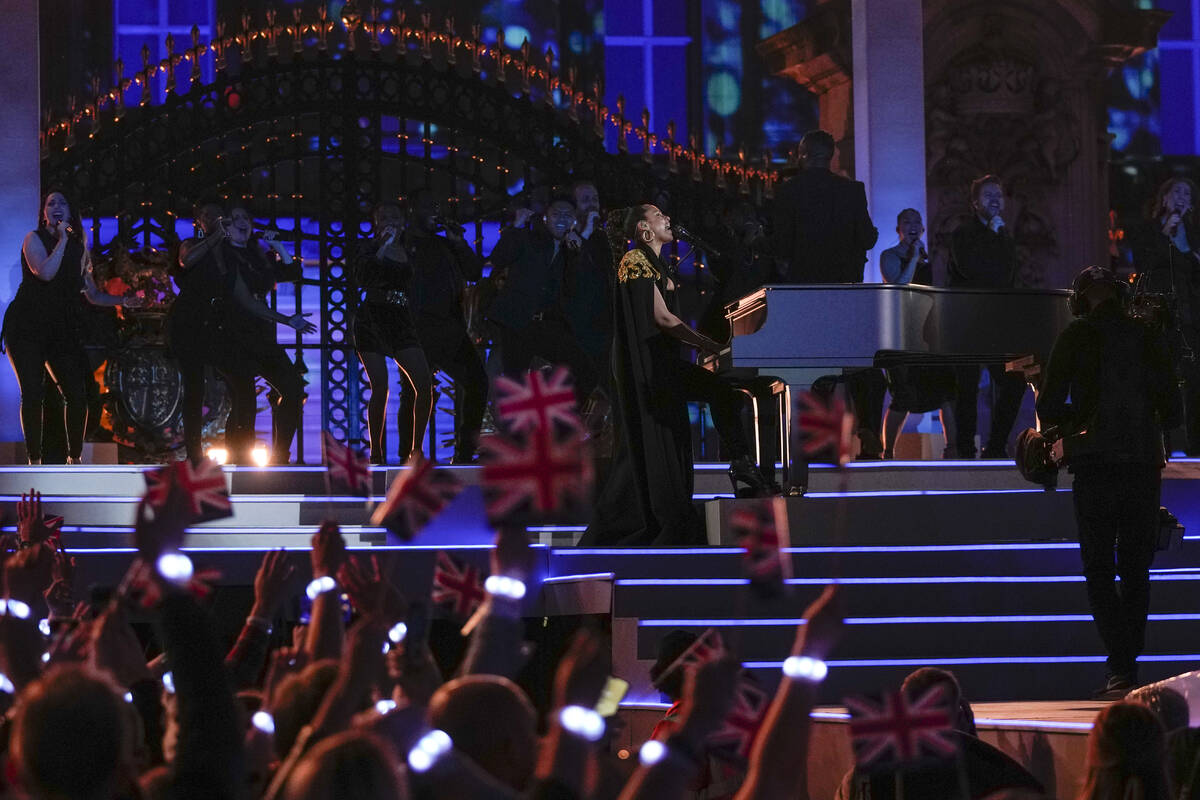 Alicia Keys performs at the Platinum Jubilee concert taking place in front of Buckingham Palace ...