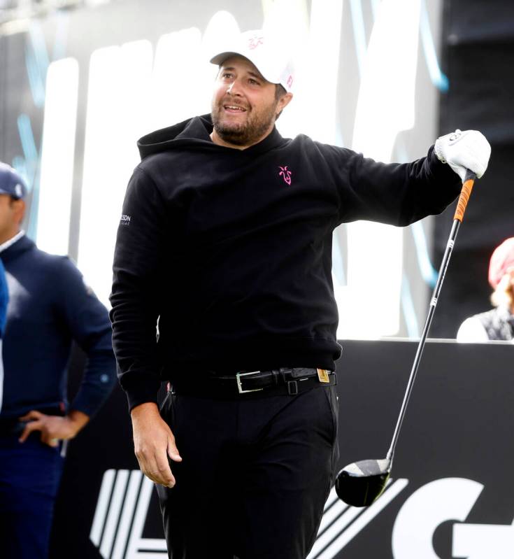 Peter Uihlein of team RangeGoats GC watches his tee drive during the second round of LIV Golf L ...