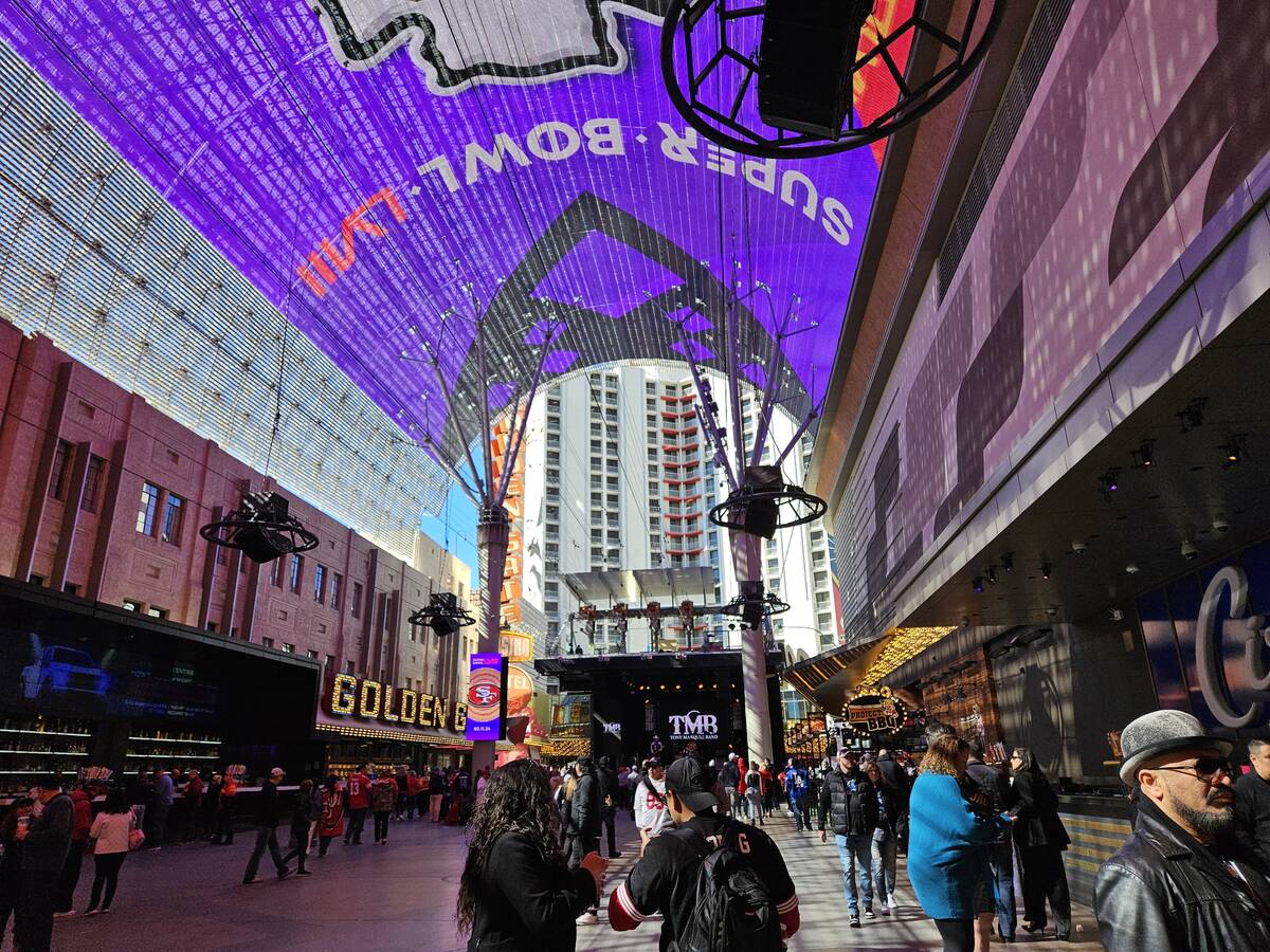 The Fremont Street Experience is experiencing a party atmosphere regularly reserved for downtow ...