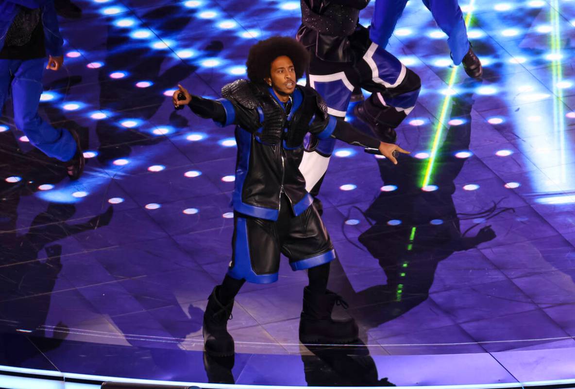 Ludacris performs during the halftime show at Super Bowl 58 at Allegiant Stadium on Sunday, Feb ...