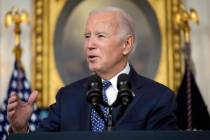 President Joe Biden speaks in the Diplomatic Reception Room of the White House, Thursday, Feb. ...