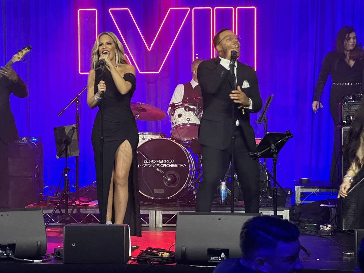 Shania Twain performs at the Super Bowl weekend Commissioner's Party at the Event Pavilion at W ...