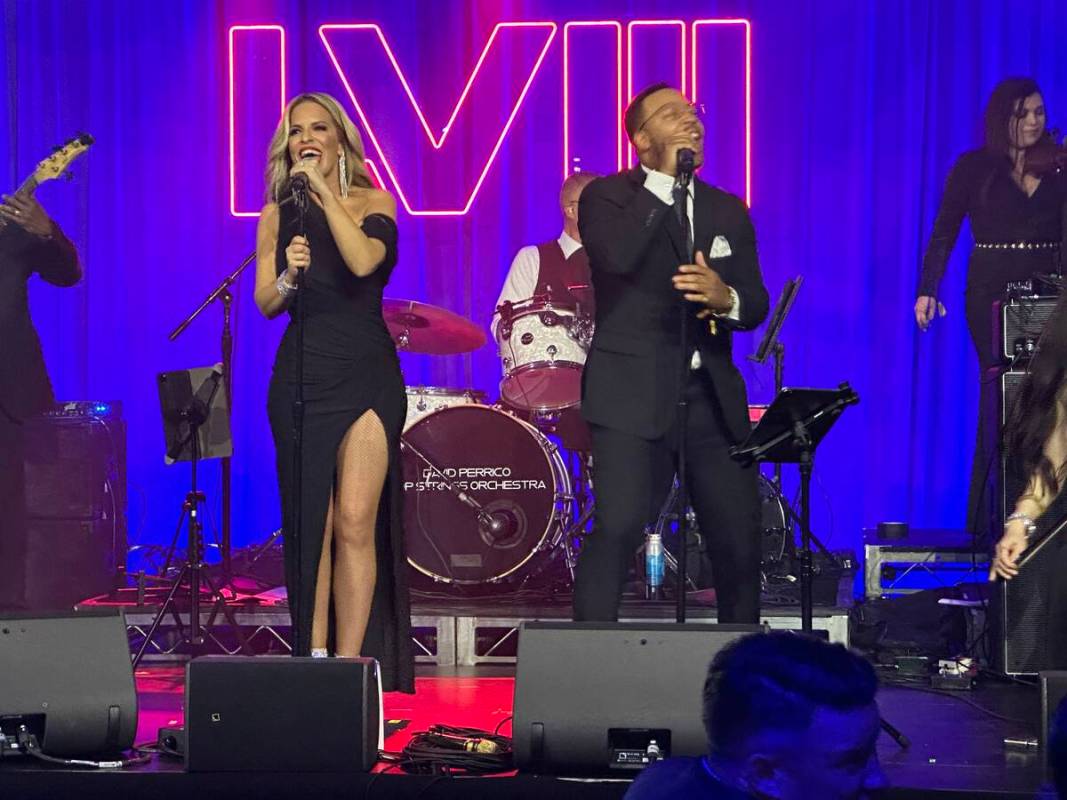 Shania Twain performs at the Super Bowl weekend Commissioner's Party at the Event Pavilion at W ...