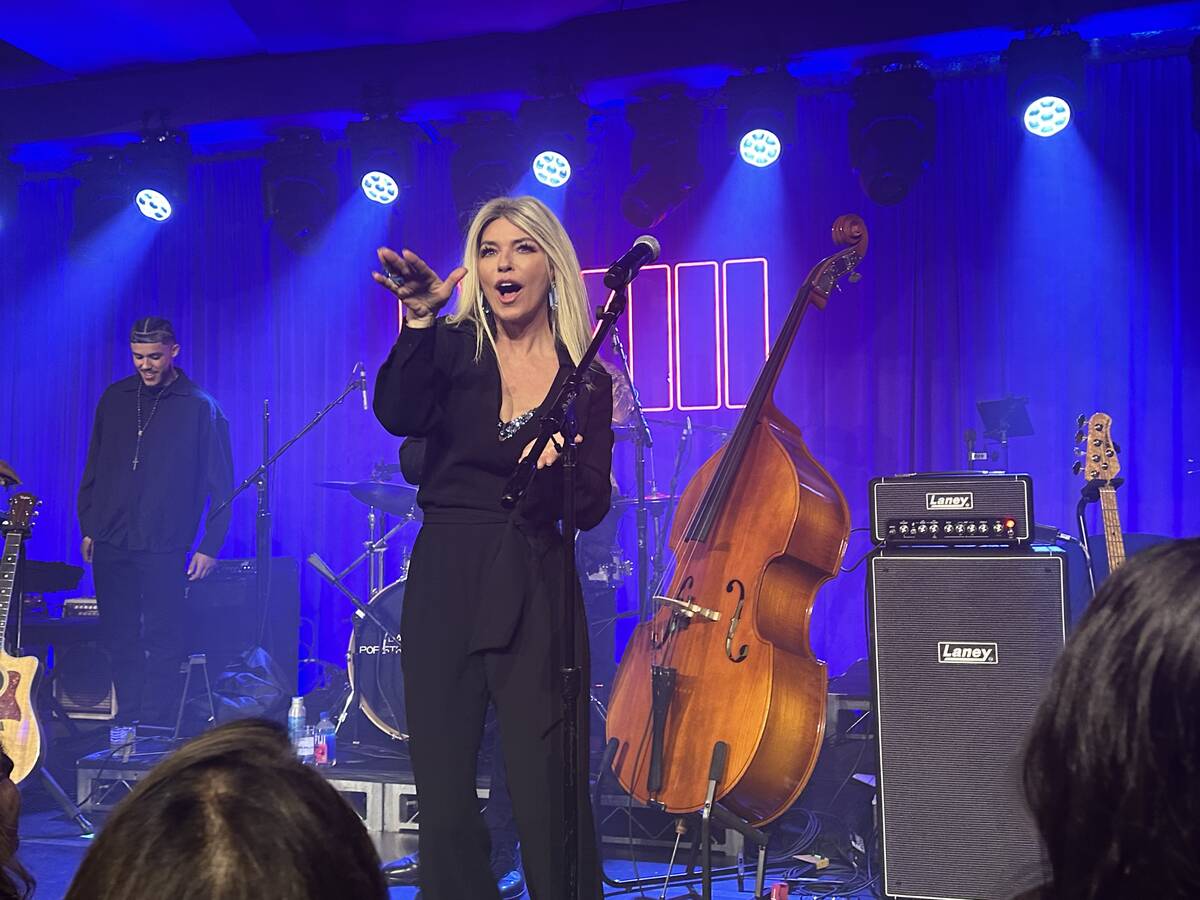 Shania Twain performs at the Super Bowl weekend Commissioner's Party at the Event Pavilion at W ...