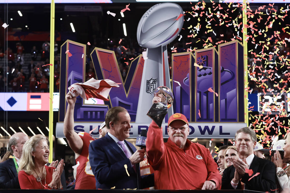 Kansas City Chiefs head coach Andy Reid celebrates their victory over the San Francisco 49ers i ...