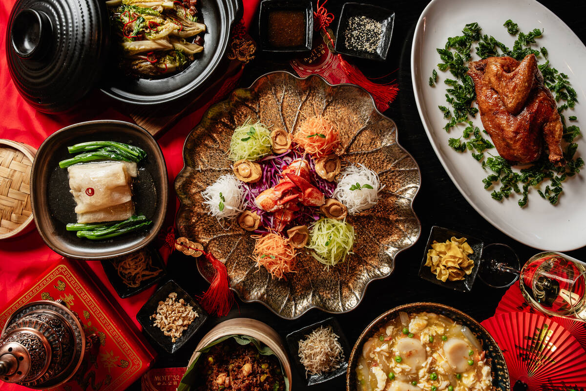 A spread of dishes for Chinese New Year 2024 from Mott 32 in The Venetian on the Las Vegas Stri ...