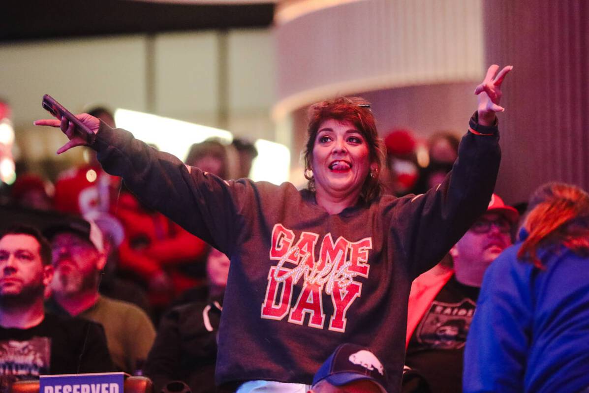 A fan dances after the Kansas City Chiefs score a touchdown against San Francisco 49ers for Sup ...