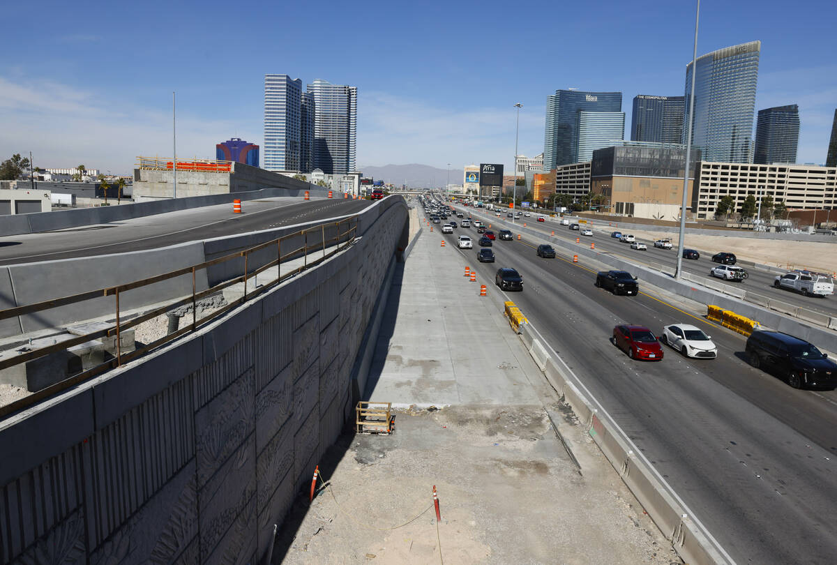 Construction is underway on Interstate 15 near Tropicana Avenue, as part of the Interstate 15-T ...