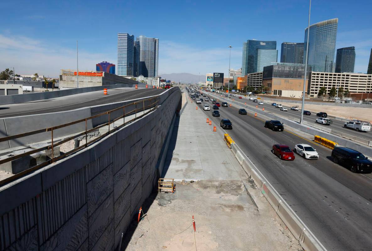 Construction is underway on Interstate 15 near Tropicana Avenue, as part of the Interstate 15-T ...