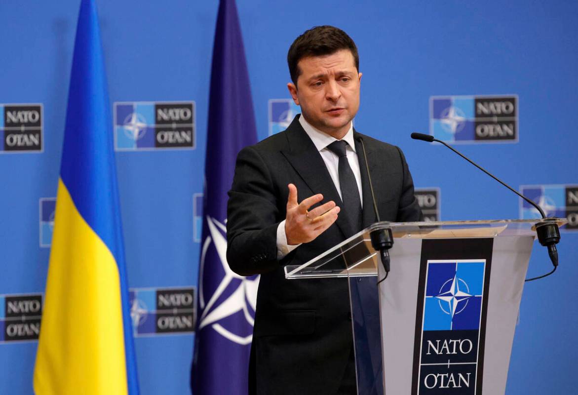 Ukraine's President Volodymyr Zelenskyy. (AP Photo/Olivier Matthys)