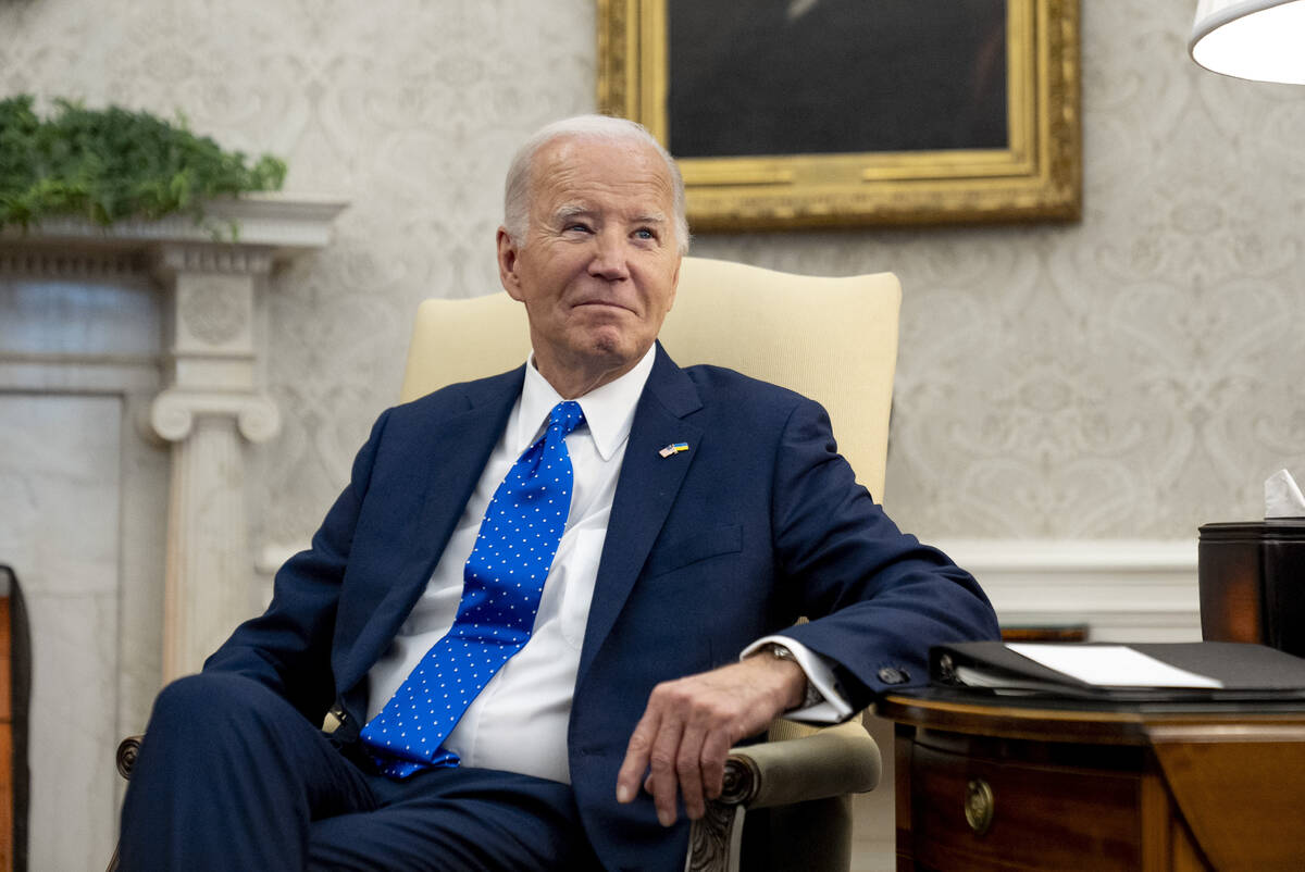 President Joe Biden meets with German Chancellor Olaf Scholz in the Oval Office of the White Ho ...