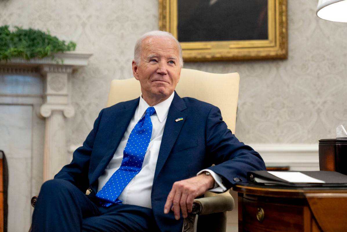 President Joe Biden meets with German Chancellor Olaf Scholz in the Oval Office of the White Ho ...