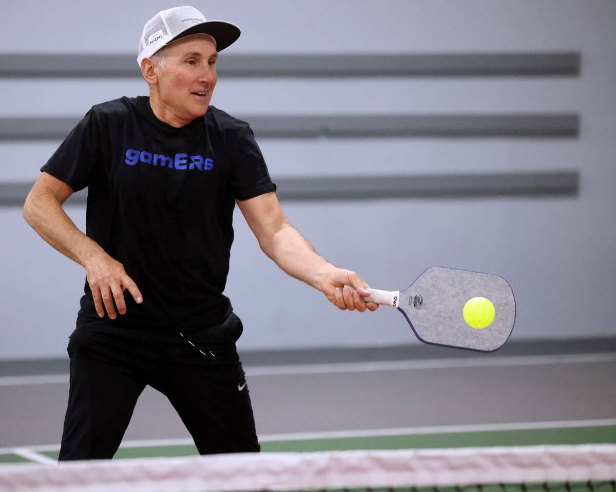 Phil Wexler, 58, of Miami plays at Vegas Indoor Pickleball at 7575 W. Sunset Road #110 in Las ...