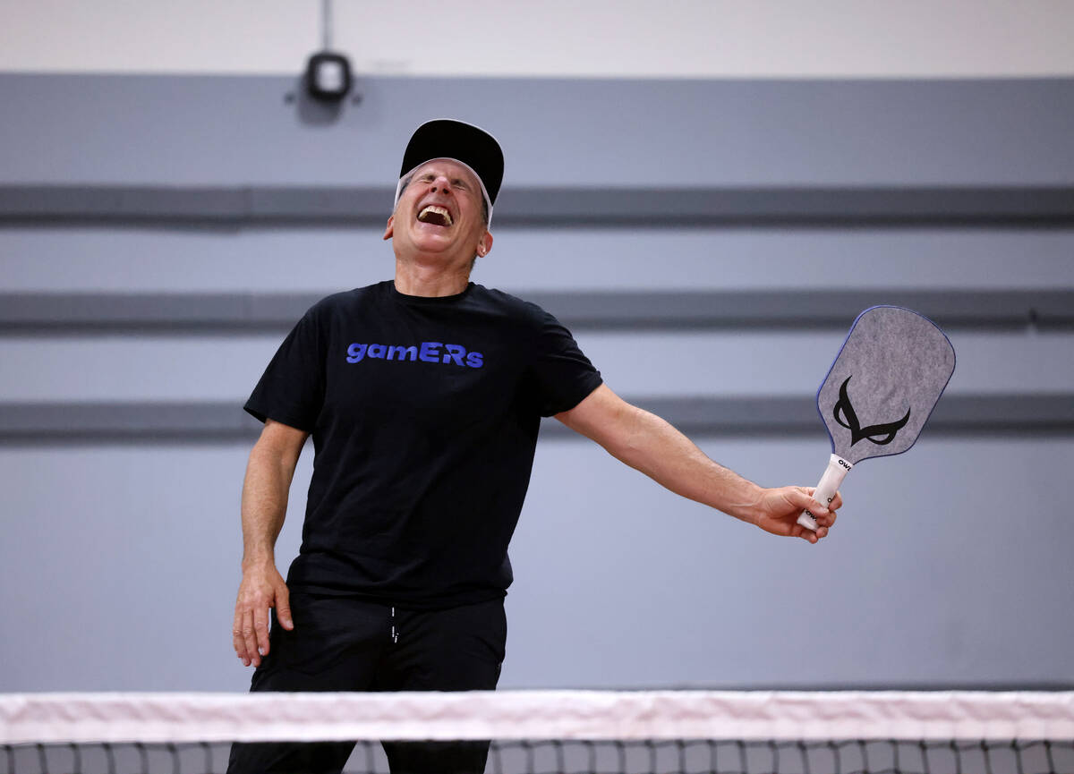 Phil Wexler, 58, of Miami plays at Vegas Indoor Pickleball. (K.M. Cannon/Las Vegas Review-Journal)