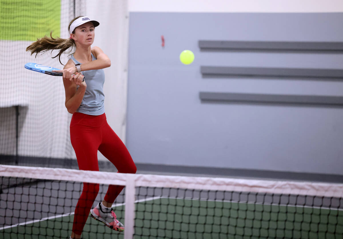 Darcy Shore, 16, plays at Vegas Indoor Pickleball at 7575 W. Sunset Road #110 in Las Vegas on ...