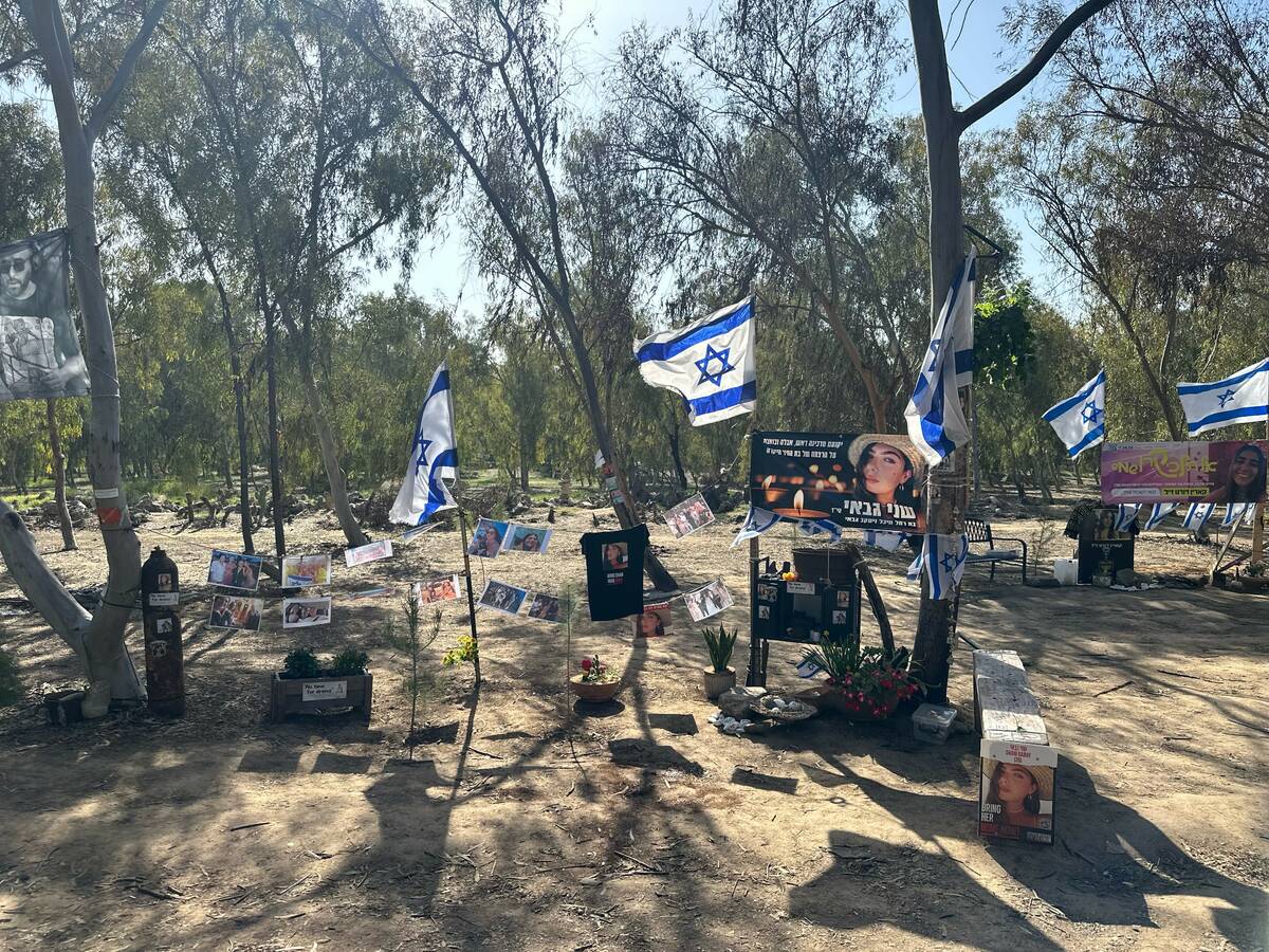 A photo of the Nova festival site near outside the Southern Israeli kibbutz of Re’im, where ...
