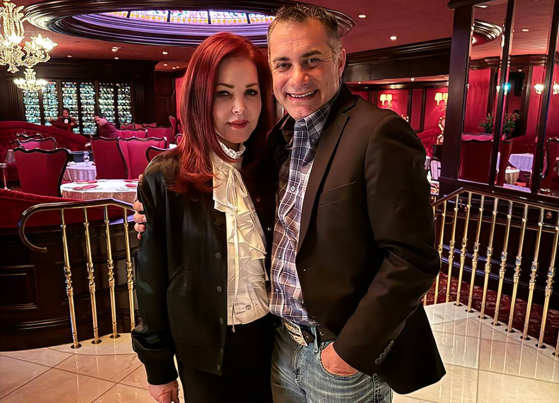 Priscilla Presley is shown with South Point Entertainment Director Michael Libonati on Friday, ...