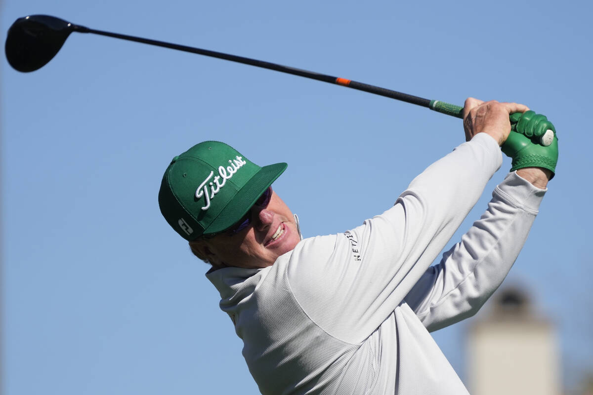 Charley Hoffman hits a tee shot at the second hole during the final round of the Phoenix Open g ...
