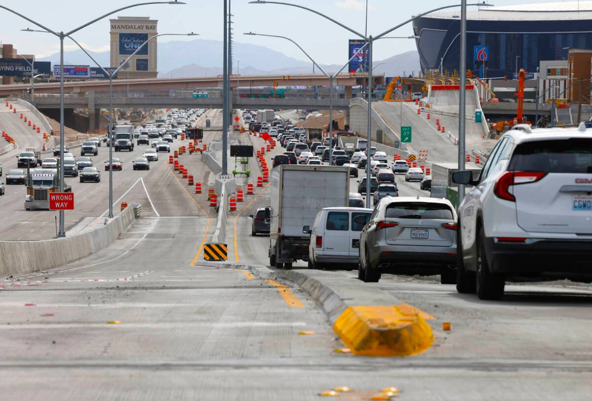 Construction is underway on the Tropicana bridge over Interstate 15, as part of the Interstate ...