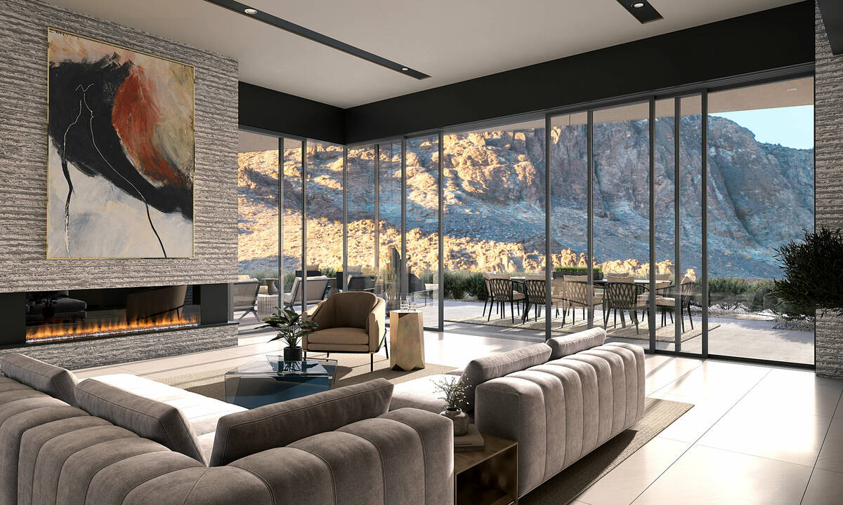 This rendering shows the living room for one of the 51 homes to built as part of The Canyon pro ...