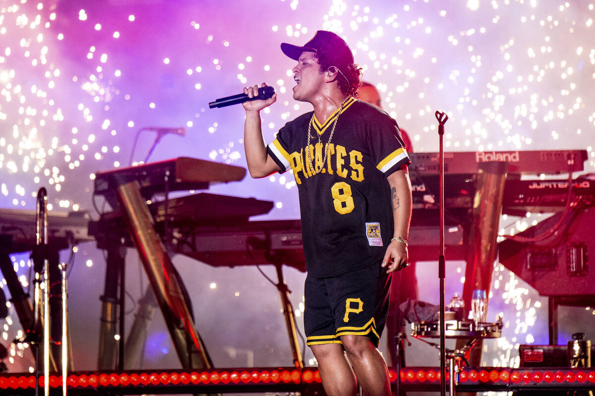 Bruno Mars performs at the Bottle Rock Napa Valley Music Festival at Napa Valley Expo on May 27 ...