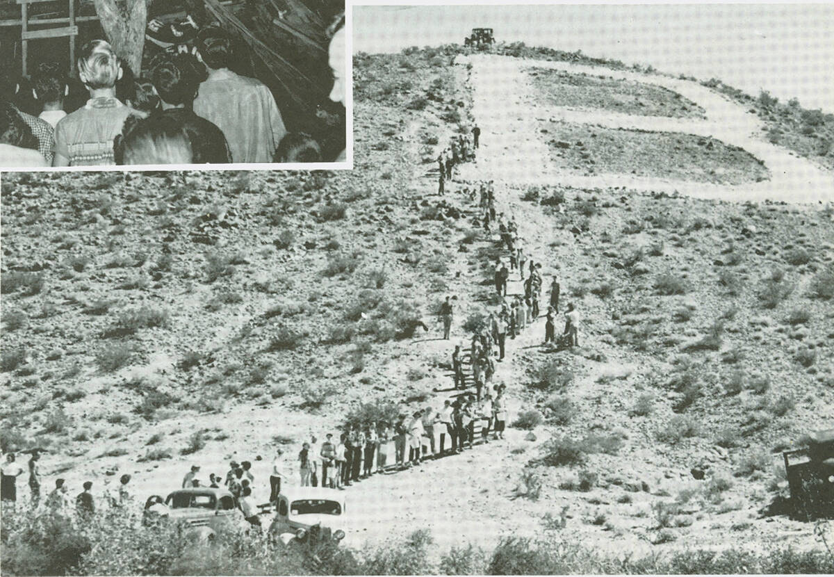 In this photo, dated 1955, Boulder City High students could be seen making their way to the for ...