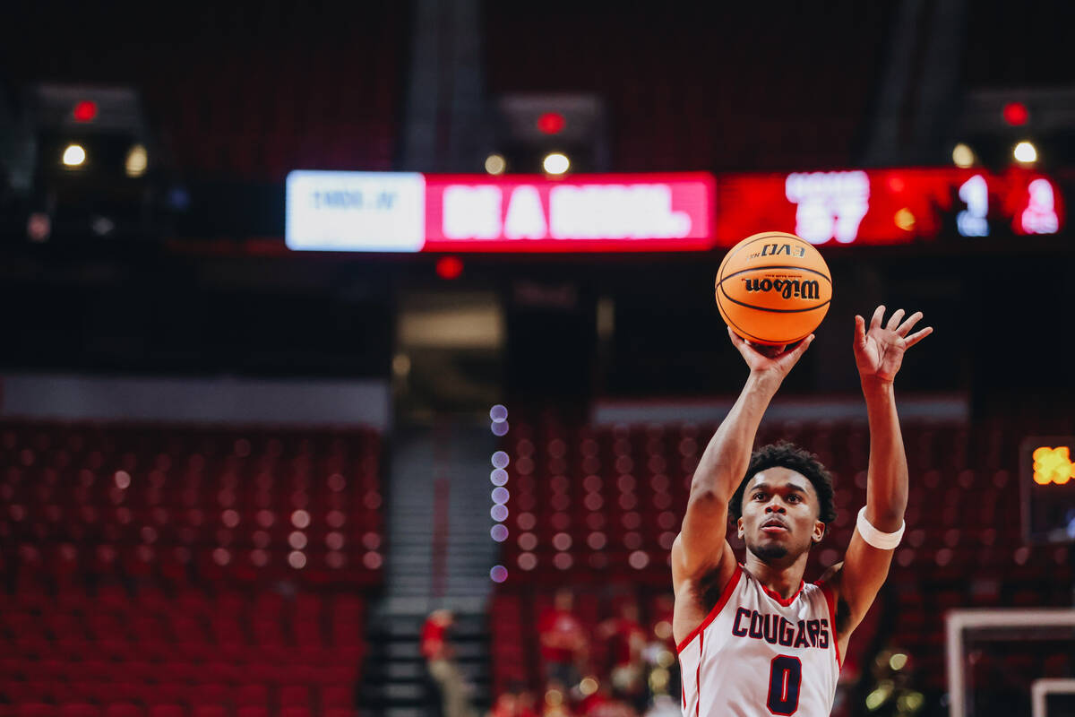 Coronado guard Jonny Collins (0) attempts a free throw during a Class 5A boys basketball state ...