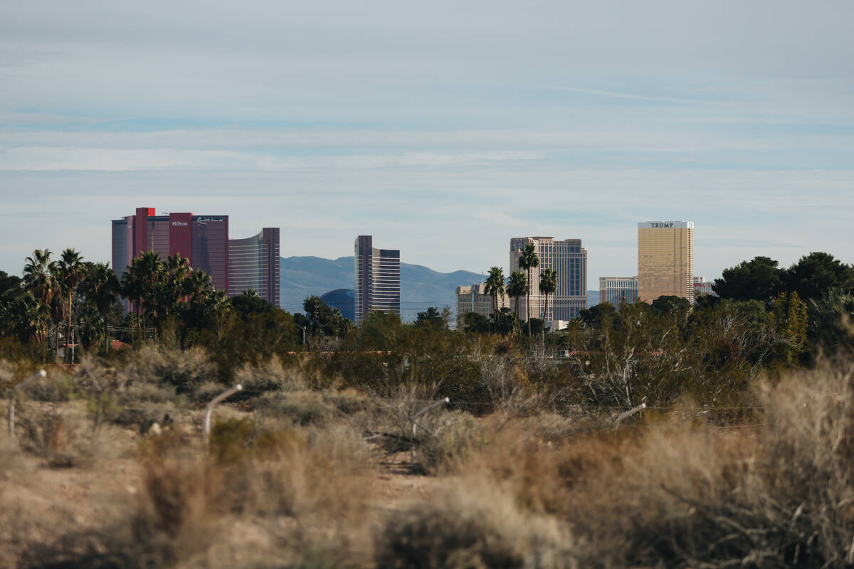 The Strip is seen from Springs Preserve on Saturday, Feb. 24, 2024, in Las Vegas. (Madeline Car ...