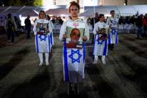 Friends and relatives of the Israeli hostages held in the Gaza Strip by the Hamas militant grou ...