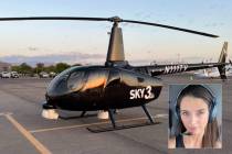 The Sky 3 helicopter. Inset, Kelly Curran. (Kelly Curran)