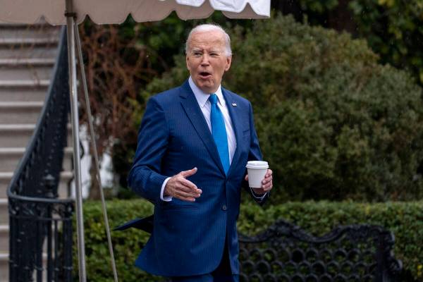 President Joe Biden walks out of the White House in Washington, Wednesday, Feb. 28, 2024, to bo ...