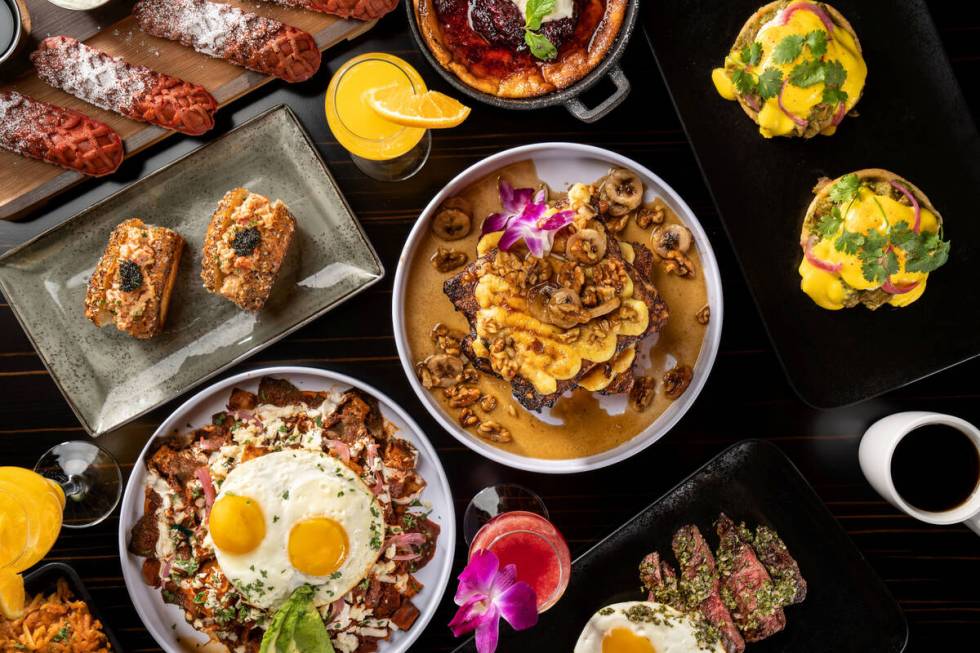 Weekend brunch dishes from Flanker Kitchen + Sports Bar in Mandalay Bay on the Las Vegas Strip. ...